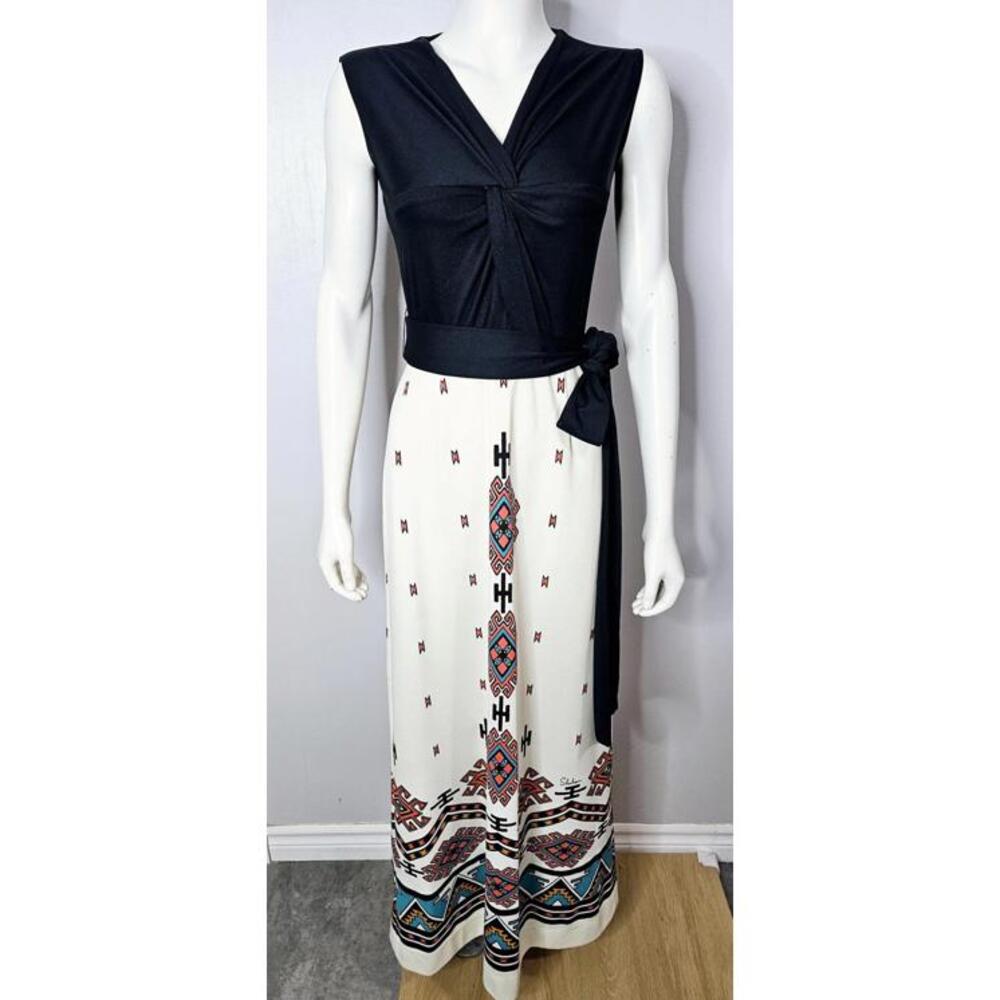 Vintage 1970s Alfred Shaheen Southwestern Print Maxi Dress